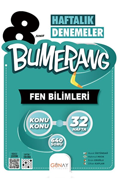 Günay Yayınları 8.Sınıf Bumerang 32 Haftalık Fen Bilimleri Denemeleri