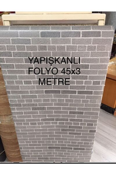 Dekor Yapışkanlı Folyo Gri Taş Desenli 45x3 Metre
