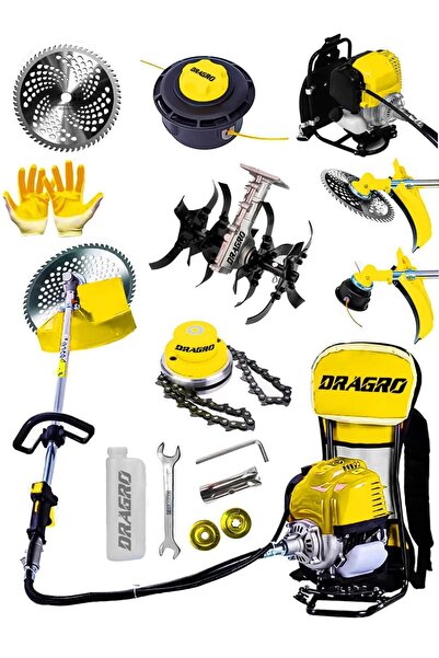 Dragro 4x4 2 Zamanlı Sırt Tipi Benzinli Motorlu Ot Çalı Tırpanı Çim Biçme Mak...