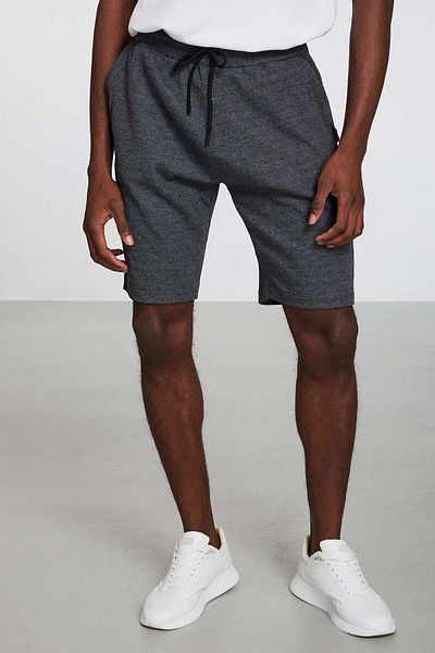 GRIMELANGE Camillo Men's Pocket Zippered Dark Gray Shorts & Bermudas with Elastic Waist