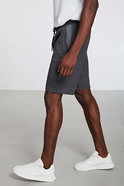 GRIMELANGE Camıllo Erkek Cebi Fermuarlı Beli Lastikli Koyu Gri Şort & Bermuda
