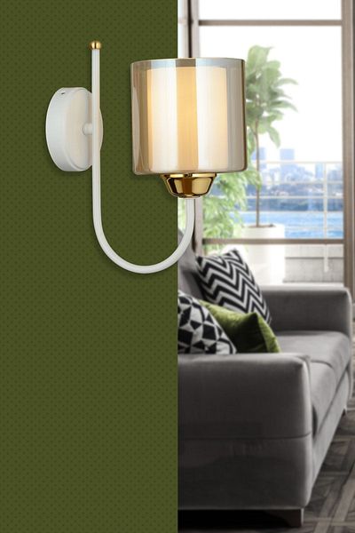 SONSUZ AYDINLATMA&AVİZE White UFO Double Glass Upward Facing Modern Sconce