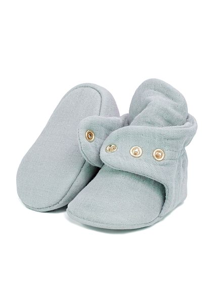 Ella Bonna Gray Organic Cotton Muslin Baby Booties - Newborn Shoes