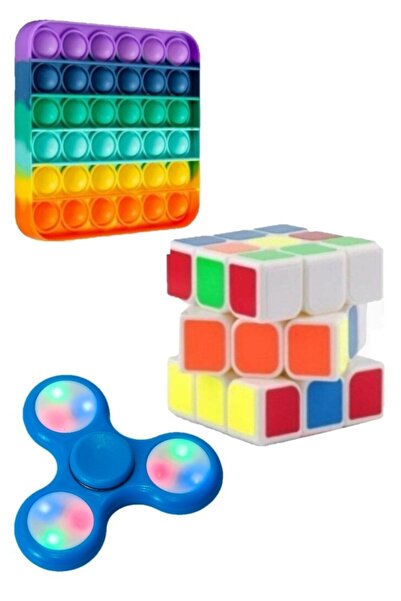 Ax Axentia Popit Gökkuşağı Renkli Duyusal Stres Seti Işıklı Stres Çarkı Zeka Küpü Set