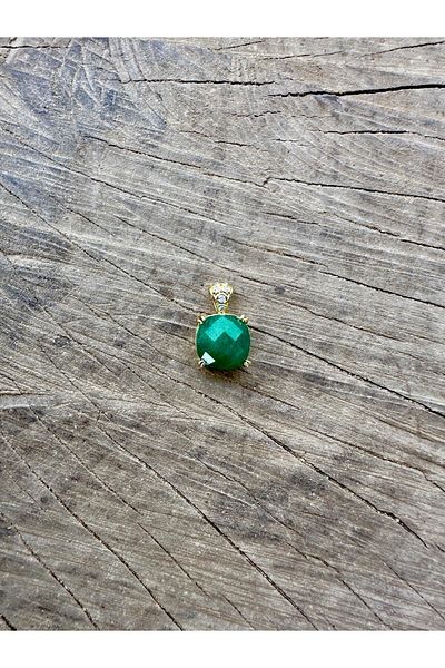 Gökçeada Green Stone Natural Stone Necklace - Non-Tarnish and Non-Chain