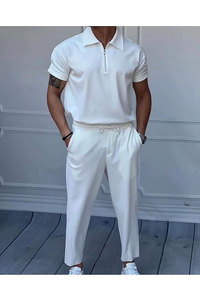 viperkombin Μπλουζάκι Polo Neck Oversize με ραβδώσεις