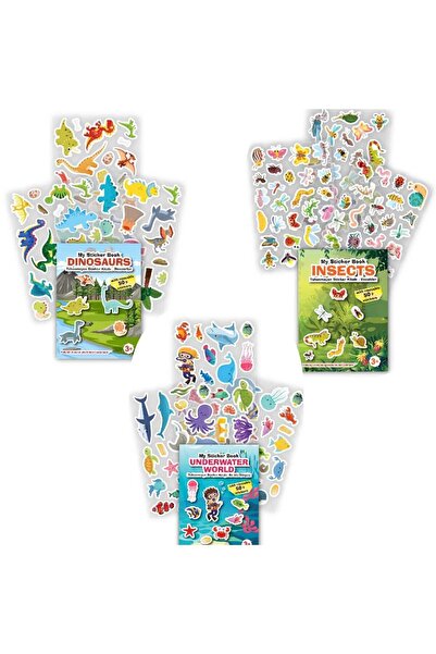 MERT BEBEK MY STİCKER BOOK '' DİNOZORLAR-BÖCEKLER-SUALTI'' , 3LÜ SET TÜKENMEY...