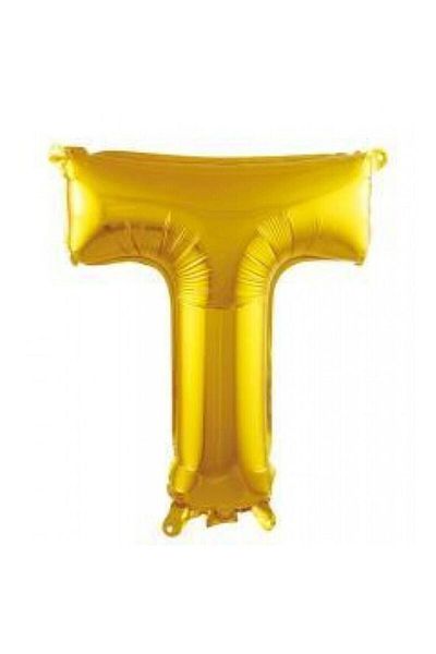 ikm balon Small Size 16 Inch 35 cm Gold Letter t Balloon Foil