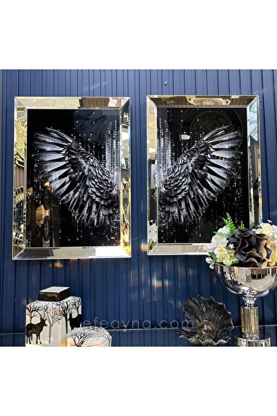 Efe Ayna Melek Kanadı 2'li Ayna Tablo Seti-füme Kanat