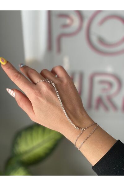 pop up store Silver Color Hand Accessory with Crystal Stones