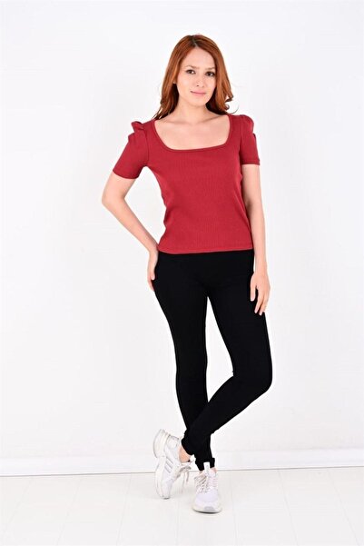 ESPİNA Women's Square Neck Short Sleeve Blouse