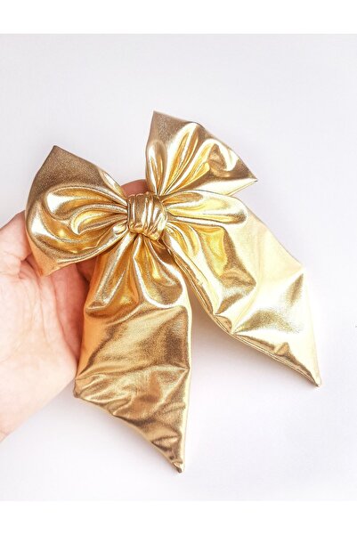 NEW BOWS BANDS Girl's Large Pinwheel Clip Hair Clip Gold Lame
