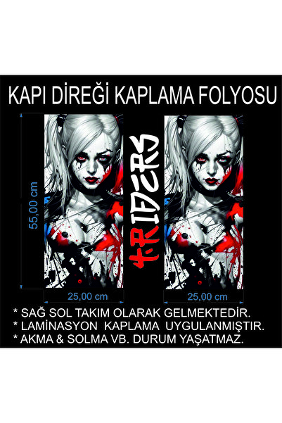 TRİDERS Araba Kapı Direği Kaplama Folyo  Direk Kaplama Folyosu Sağ Sol Takım