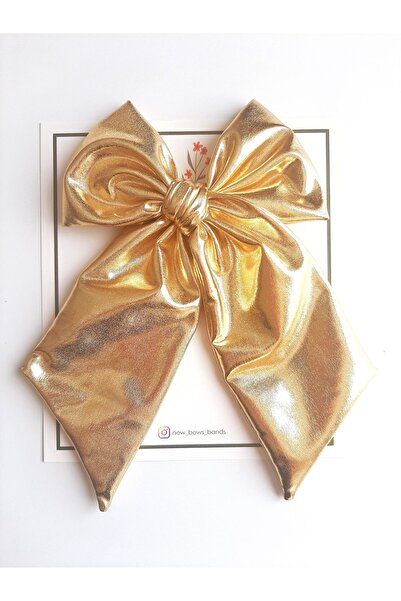 NEW BOWS BANDS Girl's Large Pinwheel Clip Hair Clip Gold Lame