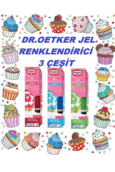 Dr. Oetker Jel Renklendiriciler Seti 3 Çeşit (Kırmızı-Mavi-Yeşil)
