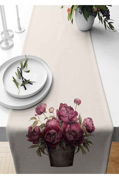 Bertille Home Flower Series 140x40 Cm Digital Printed Runner