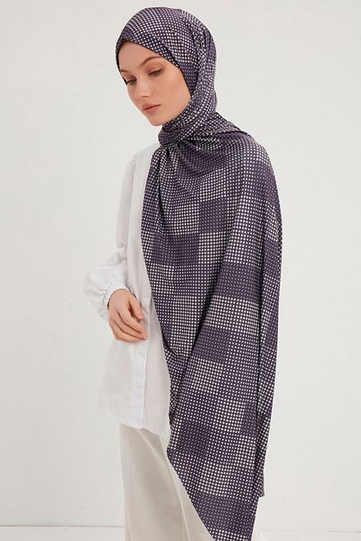 Saless Patterned Combed Shawl - Purple