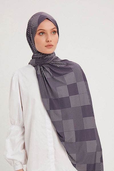 Saless Patterned Combed Shawl - Purple