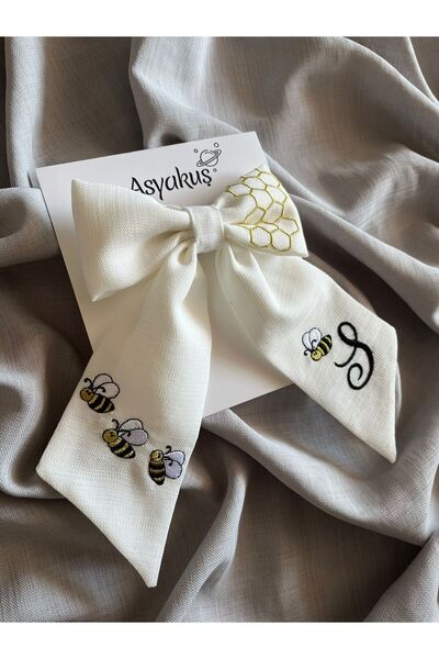 asyakuş Bee And Letter Embroidered Bow Automatic Buckle