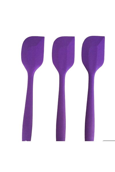 PİNK ROSE Bybirgül Fireproof Non-Stick Silicone Flat Spatula, Dough Scraper Set of 3 Purple
