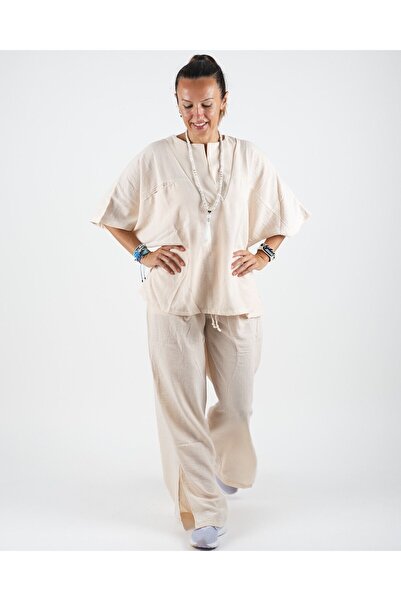 Parla Sports Lower Upper Set Wide Collar Slit Leg