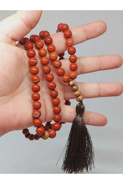 Yasamtohumu 51400 Model Red Jasper Tibetan Style 108' Colier Mala realizat manual