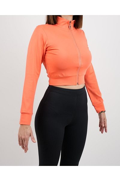 Parla Sports Long Sleeve Front Zippered Sweatshirt Crop