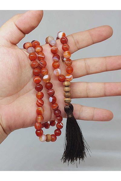 Yasamtohumu 108' Tibet Style Carnelian Agate Jewelled Mala Necklace - Handmade (51396)