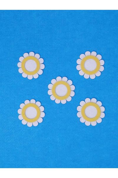 keçeli dünyam Felt Figure, Daisies Vesical Frame 13 cm 5 Pieces
