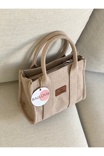 BAGLOVİS Linen Women's Shoulder Bag - Mini, Tote and Armali
