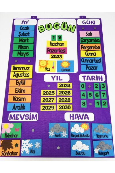 keçeli dünyam Takvim Interaktif - Mor (KEÇE EĞİTİM MATERYALİ)
