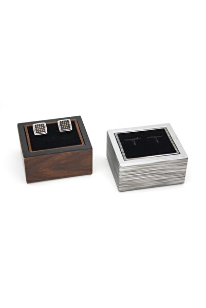 Metro Kuyumculuk Malzemeleri Ahşap Desenli 360 Dönerli Kol Düğmesi Kutusu