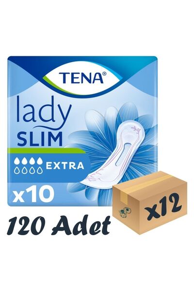 TENA Lady Slim Extra, Kadın Mesane Pedi, 4 Damla, 10’lu 12 Paket 120 Adet