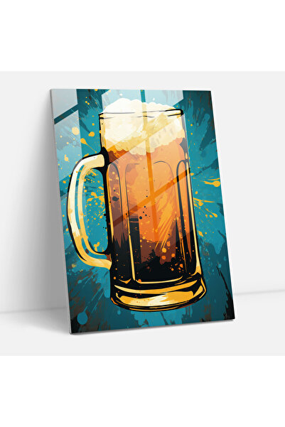 PaintedAnarchy Glass Wall Art Beer Mug Silhouette - Beer, Abstract Background...