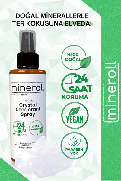 Mineroll Doğal Kristal Deodorant Sprey, Kristal Vücut Spreyi 150 ml