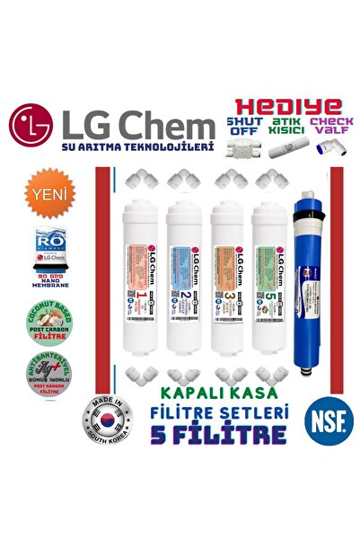 LG Chem 5 Filitreli Kapalı Kasa Su Arıtma Cihazı Filitre Seti.tüm Fittingler Hediye.