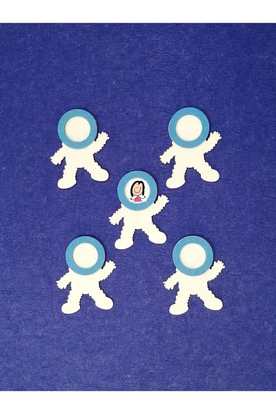 keçeli dünyam Felt Figure, Astronauts Vesical Frame 13 cm 5 Pieces