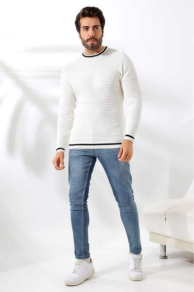 bfors halil triko Cardigan - White - Regular fit