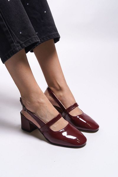 Riccon Pantofi cu toc pentru femei Linnorel Claret din piele lacuita - 0012109