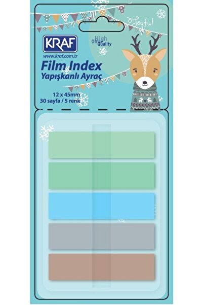KRAF 10 Color Transparent Pop-Up Film Index - Adhesive, 30 Sheets, 12x45mm