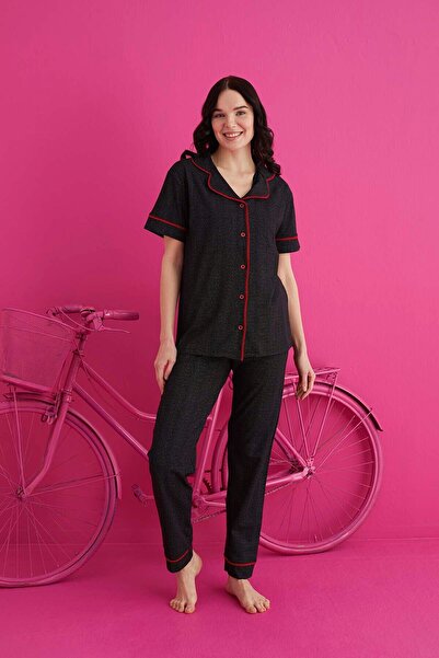 ELİTOL Set de pijamale din bumbac cu nasturi