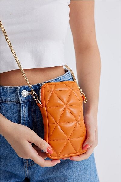 efnanstore Капитонирана чанта за портфейл с държач за телефон и каишка с кръстосана верига