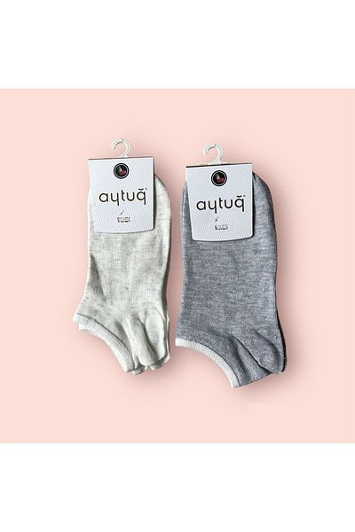Aytuğ Asorti Μικτό χρώμα Γυναικείο μοτίβο Glitter Sneaker Invisible Booties Κάλτσες 2 Συσκευασία