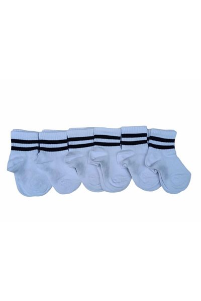 Design Socks Дизайнерски унисекс раирани бели бебешки чорапи с ботуши, чифт от 6 броя