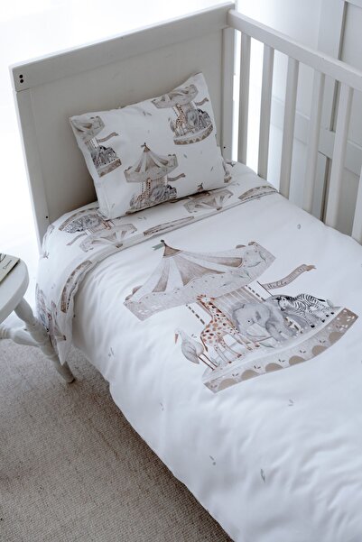 NOU طقم غطاء لحاف أطفال مع شراشف عضوية على شكل دوامة الخيول (100×150 - 35×45 ...