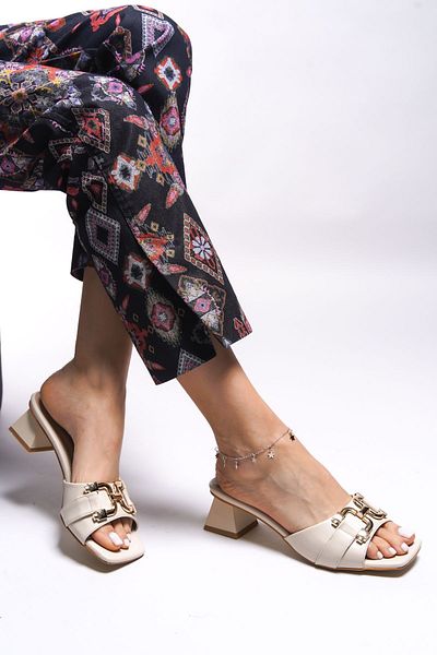 Riccon Kiavriah Damen-Slipper mit Absatz -001211 Hautfarbe