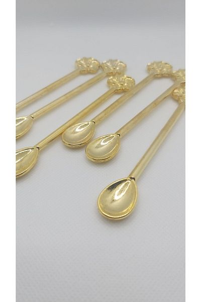 Evim Şahane Set of 6 Gold Teaspoon Japanese Rose