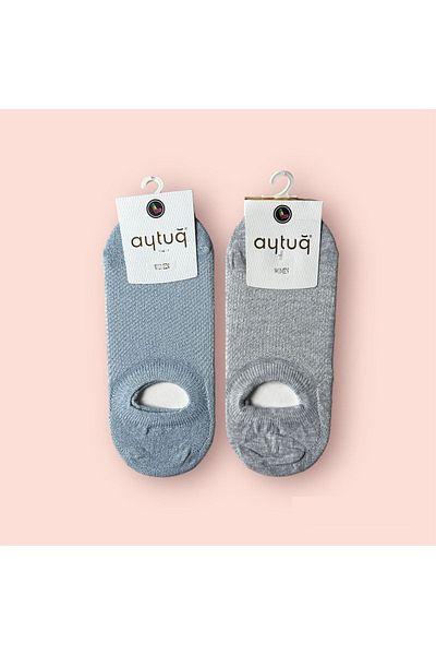 Aytuğ Asorti Μικτό χρώμα Γυναικείο μοτίβο Glitter Sneaker Invisible Booties Κάλτσες 2 Συσκευασία