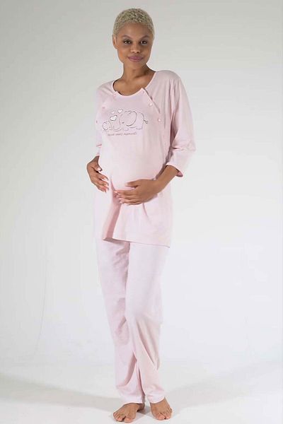 VİENETTA 3/4 Sleeve Cotton Women's Maternity Pajamas Set - 307001
