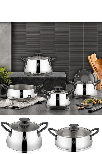 Glore Messina 8 Piece Steel Pot Set - Smoked